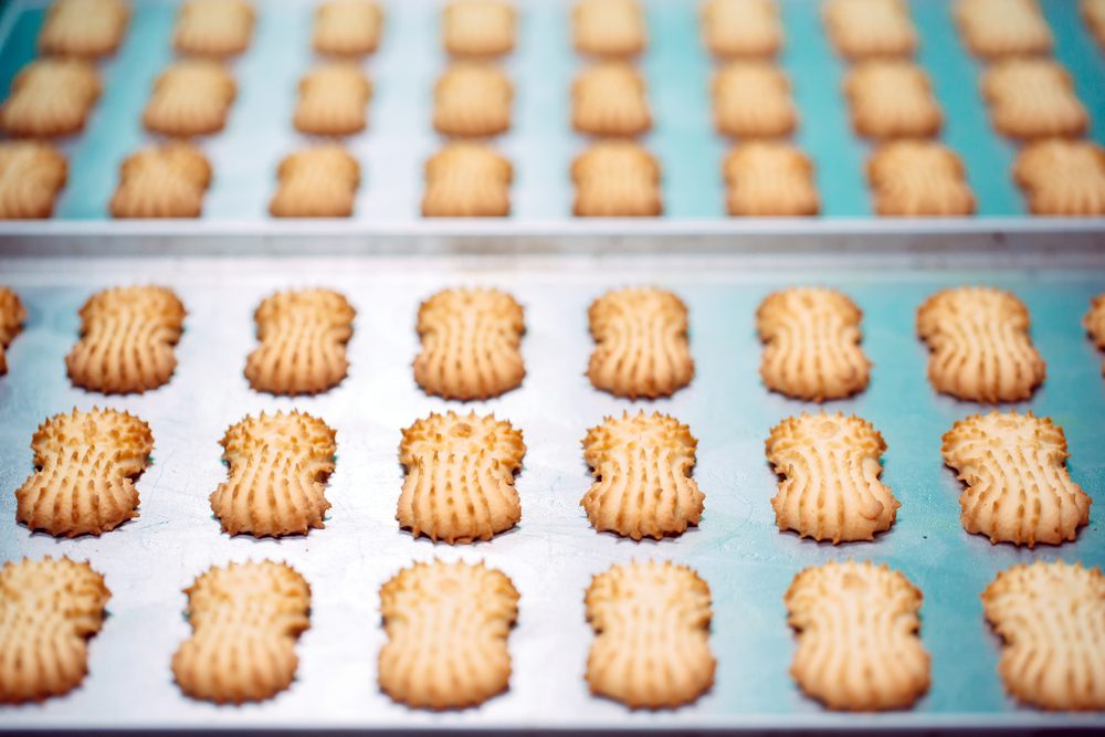 Shortbread.,Production,Of,Shortbread,Cookies,At,A,Confectionery,Factory.,Shortbread